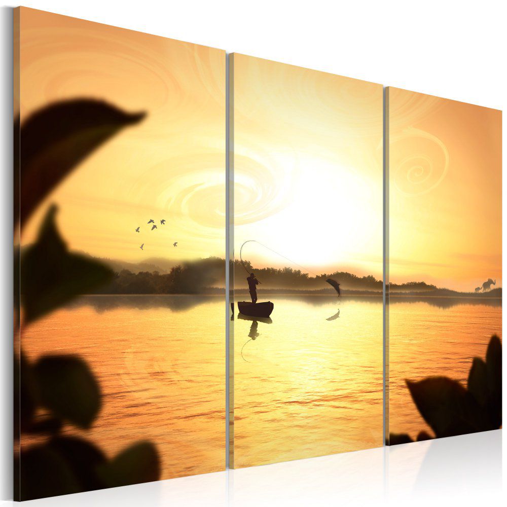 Obraz na plátně Bimago - Rybář při západu slunce 60x40 cm - GLIX DECO s.r.o.