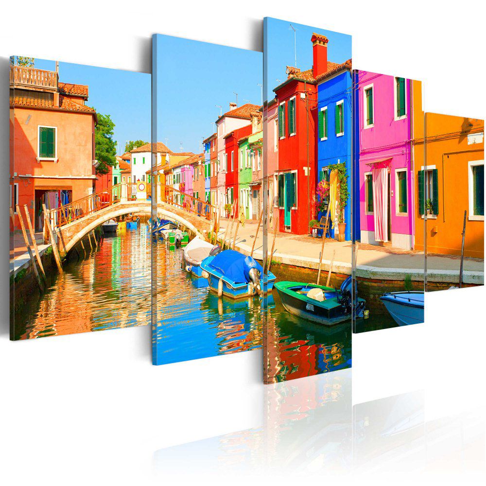 Obraz na plátně Bimago - Waterfront in rainbow colors 100x50 cm - GLIX DECO s.r.o.