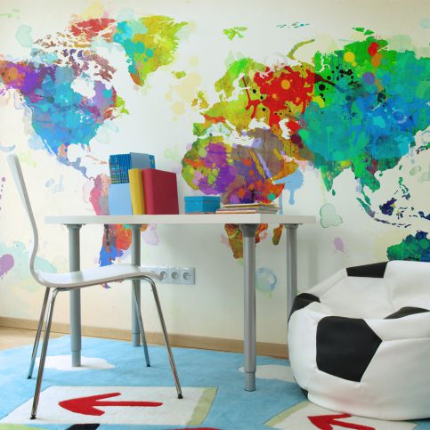 Bimago Fototapeta - Paint splashes map of the World 450x270  cm - GLIX DECO s.r.o.