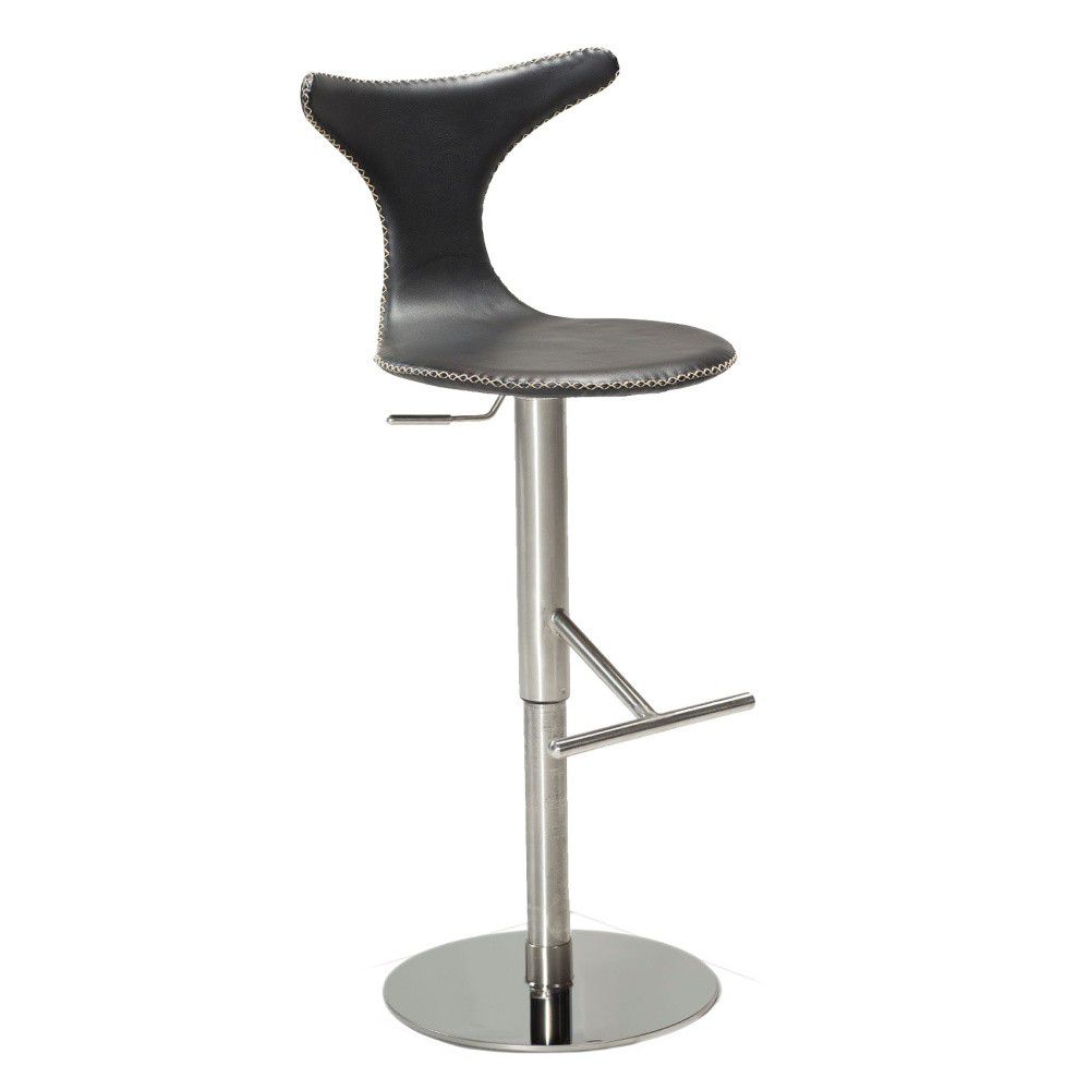 Černá kožená barová židle DAN–FORM Denmark Dolphin, výška 78 cm - Bonami.cz