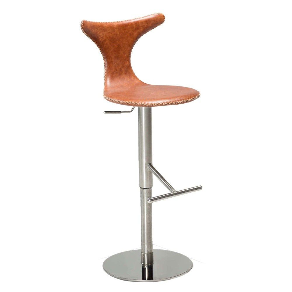 Hnědá kožená barová židle DAN–FORM Denmark Dolphin, výška 78 cm - Bonami.cz
