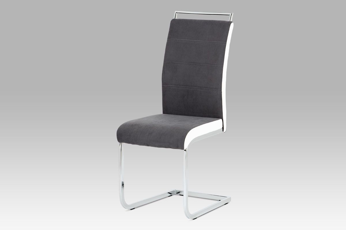 Autronic Jídelní židle DCL-966 GREY2 - šedá látka + bílá koženka - ATAN Nábytek
