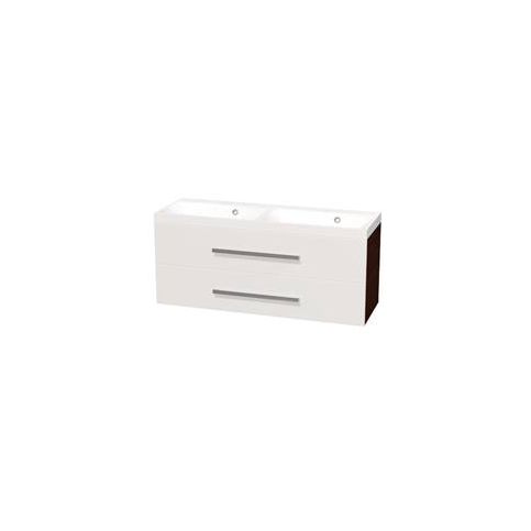 Skříňka s dvojumyvadlem Naturel Cube Way 120 cm, bílá/wenge CUBE2120ZW - Siko - koupelny - kuchyně