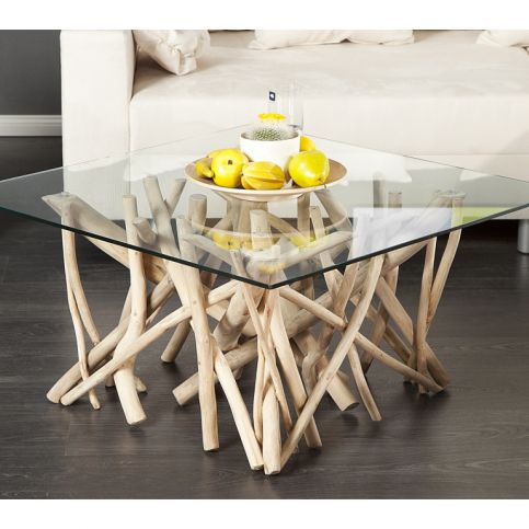 INV Konferenční stolek Gino, naplavené dříví přírodní 80cm - Design4life