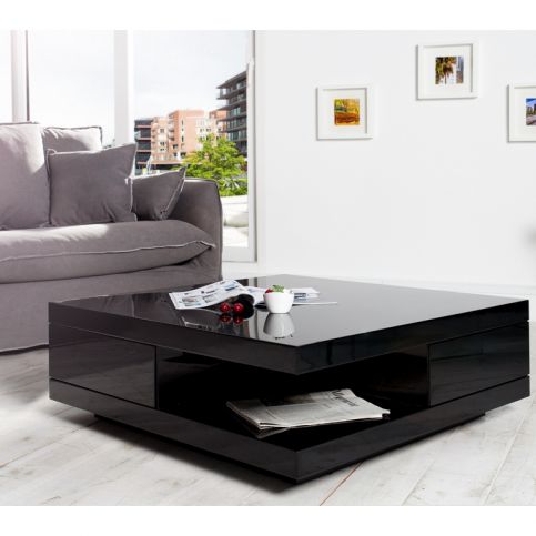 INV Konferenční stolek Lean černý, 2 zásuvky - Design4life