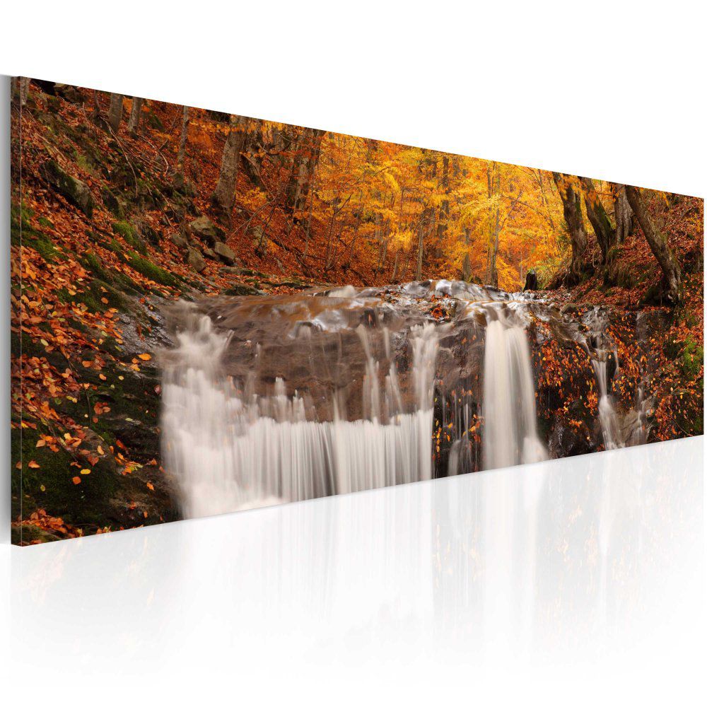 Obraz na plátně Bimago - Podzim a vodopád 120x40 cm - GLIX DECO s.r.o.
