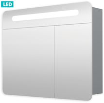 Zrcadlová skříňka s osvětlením Naturel Iluxit 80x65 cm MDF šedostříbrná GALPIR80LED - Siko - koupelny - kuchyně