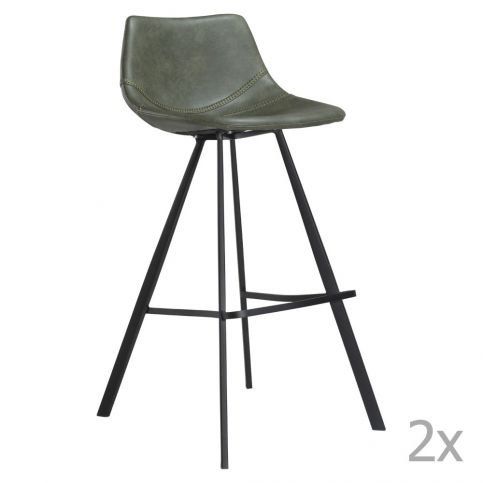 Sada 2 zelených barových židlí s černým kovovým podnožím DAN– FORM Pitch - Bonami.cz