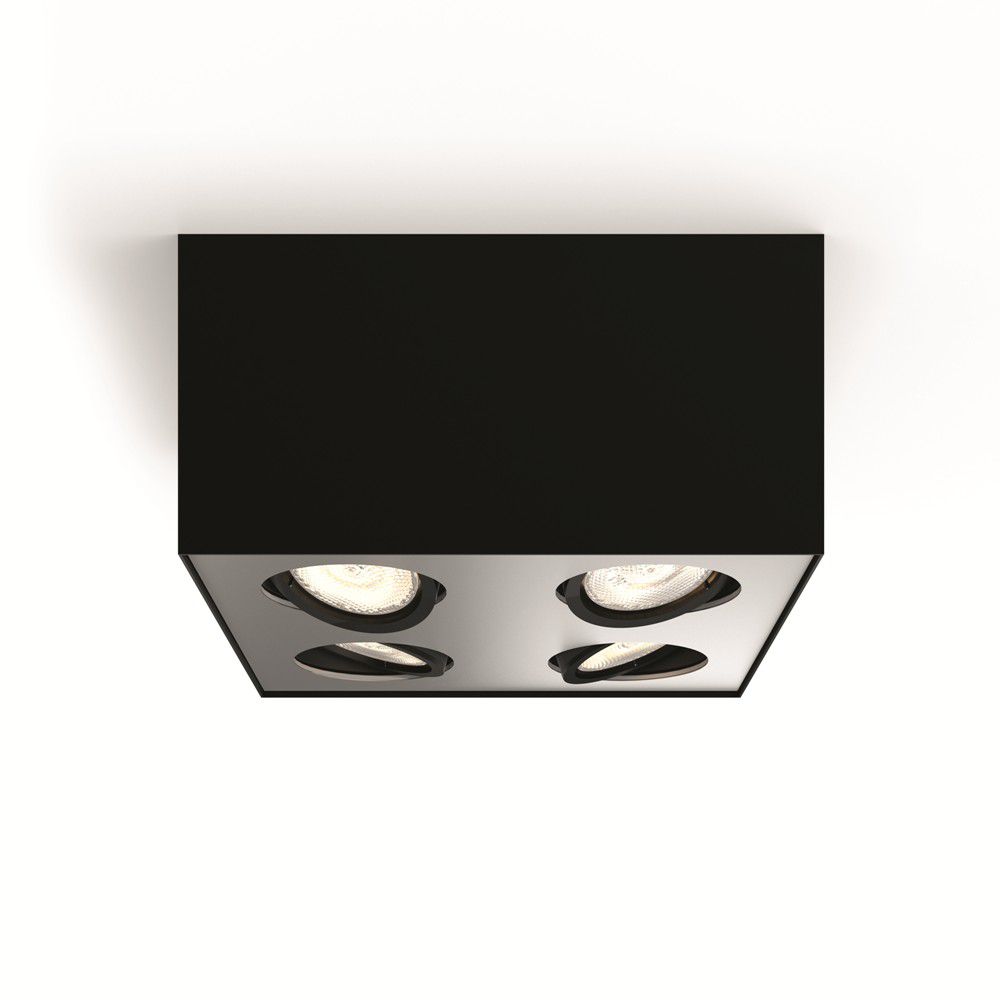 Philips 50494/30/P0 LED stropní bodové svítidlo Box 4x4,5W | 2000lm | 2200-2700K - stmívatelné, EyeComfort, černá - Dekolamp s.r.o.