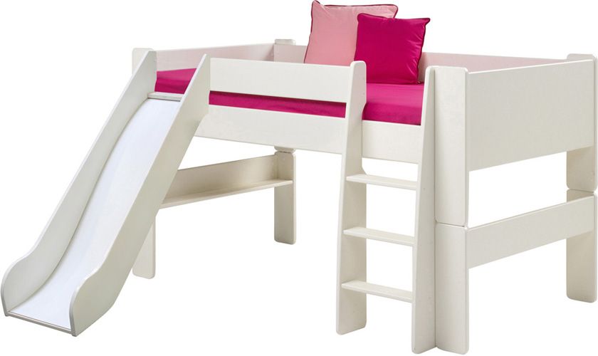 Dětská vyvýšená postel se skluzavkou Dany 90x200cm - čistě bílá - Nábytek Harmonia s.r.o.
