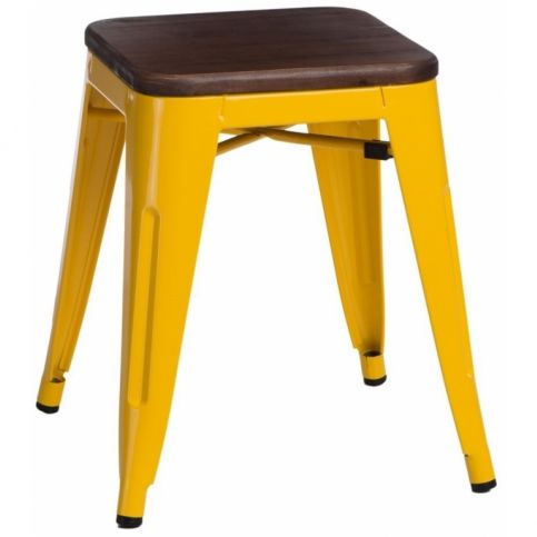 . Stolička France Walnut Wood Yellow, 39x39x45 cm - Alomi Design