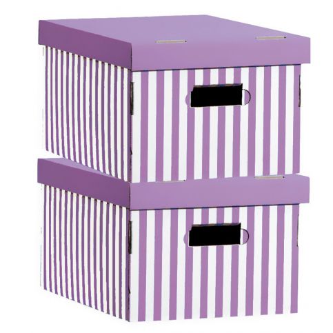 Sada 2 úložných krabic Compactor Purple Stripes - Bonami.cz
