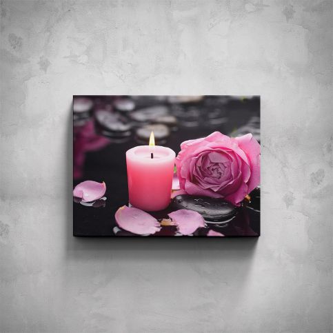 Obraz - Růžová svíčka na kameni - PopyDesign - Popydesign
