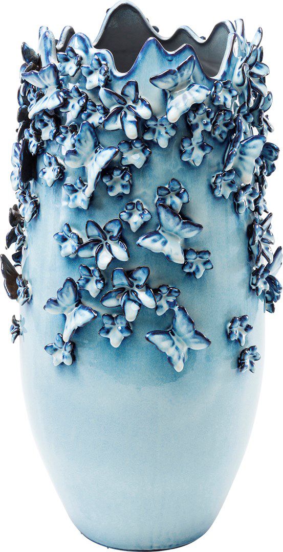 Vysoká modrá kameniková váza Butterflies 50 cm - Bonami.cz