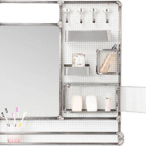Zrcadlo s poličkami ve stříbrné barvě Kare Design Mirror Buster Organizer, 71 x 80 cm - Bonami.cz
