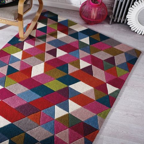 Vlněný koberec Flair Rugs Illusion Prism Pink Triangles, 160 x 220 cm - Bonami.cz