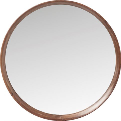 Kulaté zrcadlo s hnědým dřevěným rámem Kare Design Denver, ⌀ 80 cm - Bonami.cz