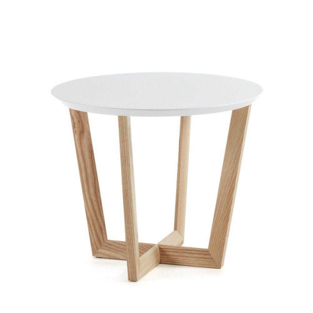 Odkládací stolek z jasanového dřeva s bílou deskou La Forma Rondo, ⌀ 60 cm - Bonami.cz