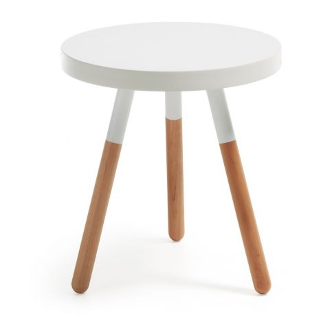 Bílý dřevěný odkládací stolek La Forma Brick, ⌀ 50 cm - Bonami.cz