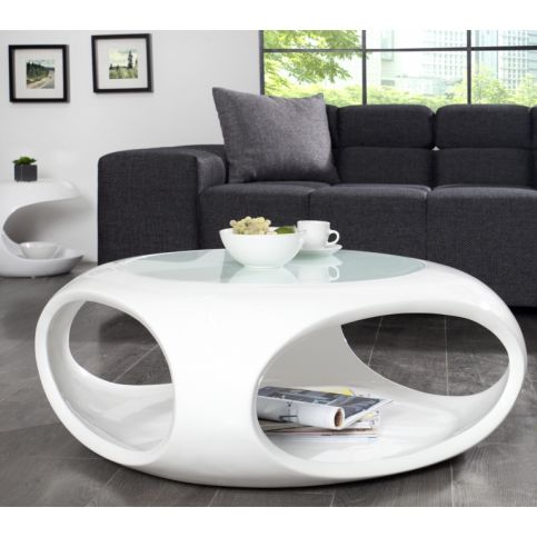 INV Konferenční stolek Glanz 75cm bílý - Design4life