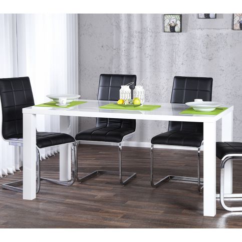 INV Jídelní stůl Lumin 140cm bílý vysoký lesk - Design4life