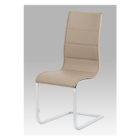 Jídelní židle koženka cappuccino / překližka San Remo / chrom WE-5028 CAP Autronic - DEKORHOME.CZ