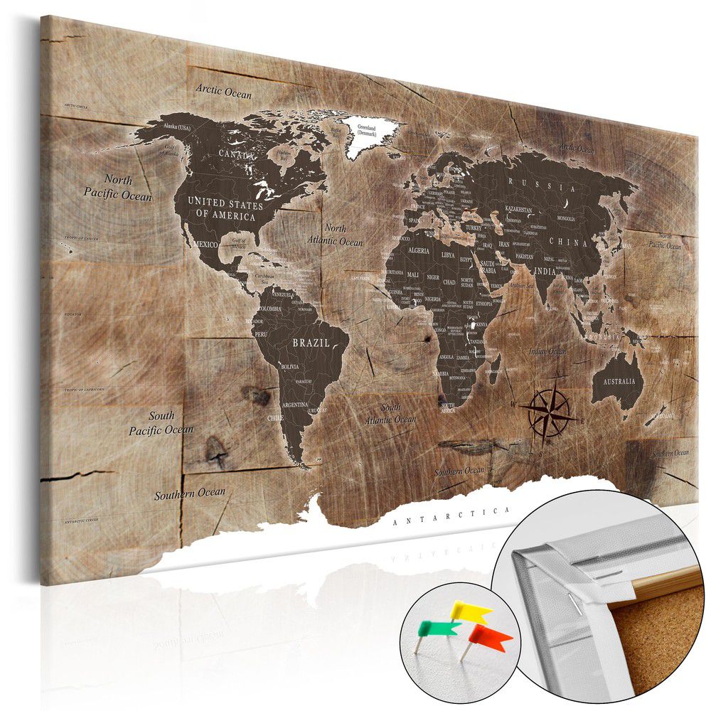 Nástěnka s mapou světa Bimago Wooden Mosaic, 120 x 80 cm - Bonami.cz