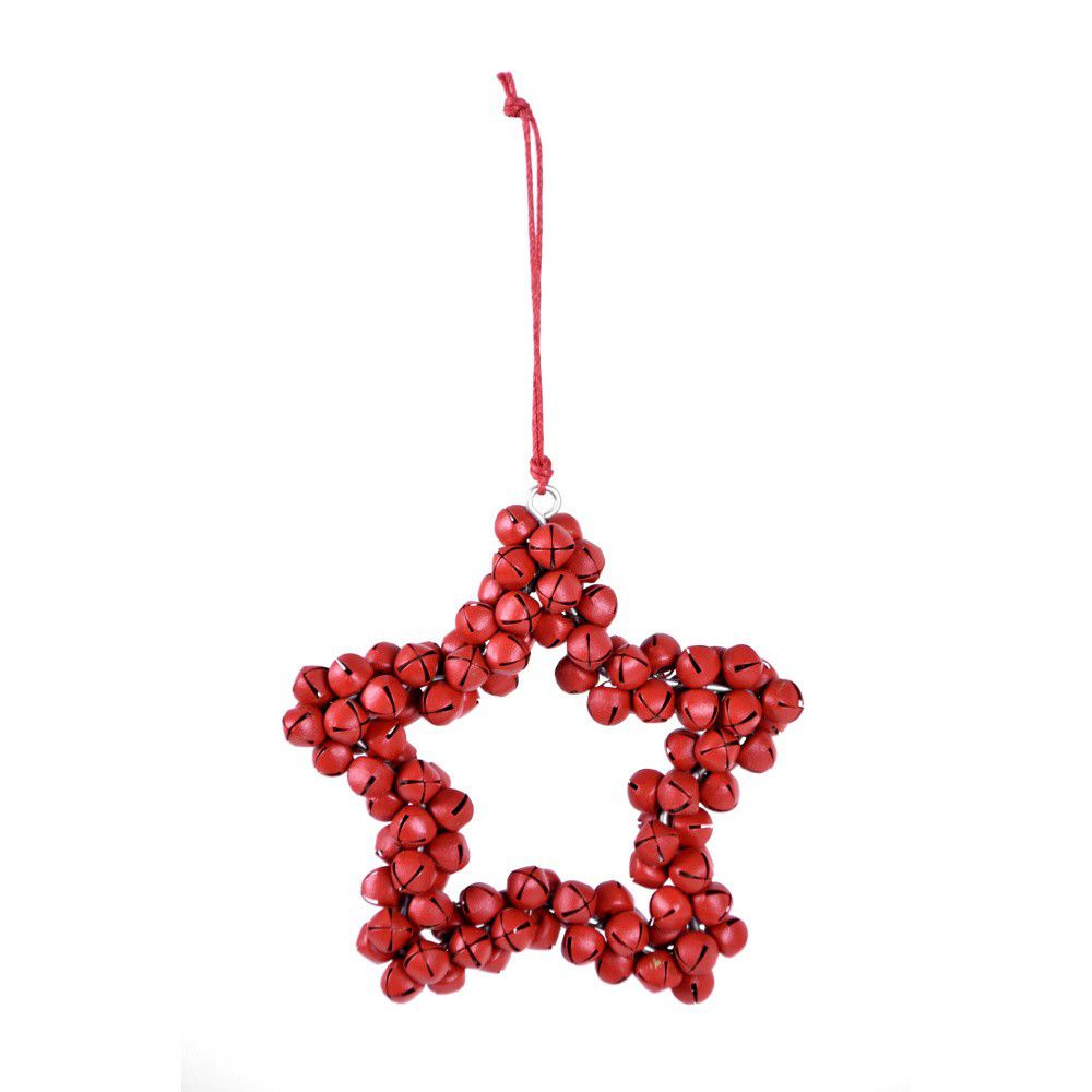 Červená závěsná dekorativní hvězda z kovových rolniček Ego Dekor Bells, výška 9,5 cm - Bonami.cz