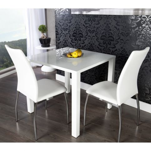 INV Jídelní stůl Lumin 80cm bílý vysoký lesk - Design4life