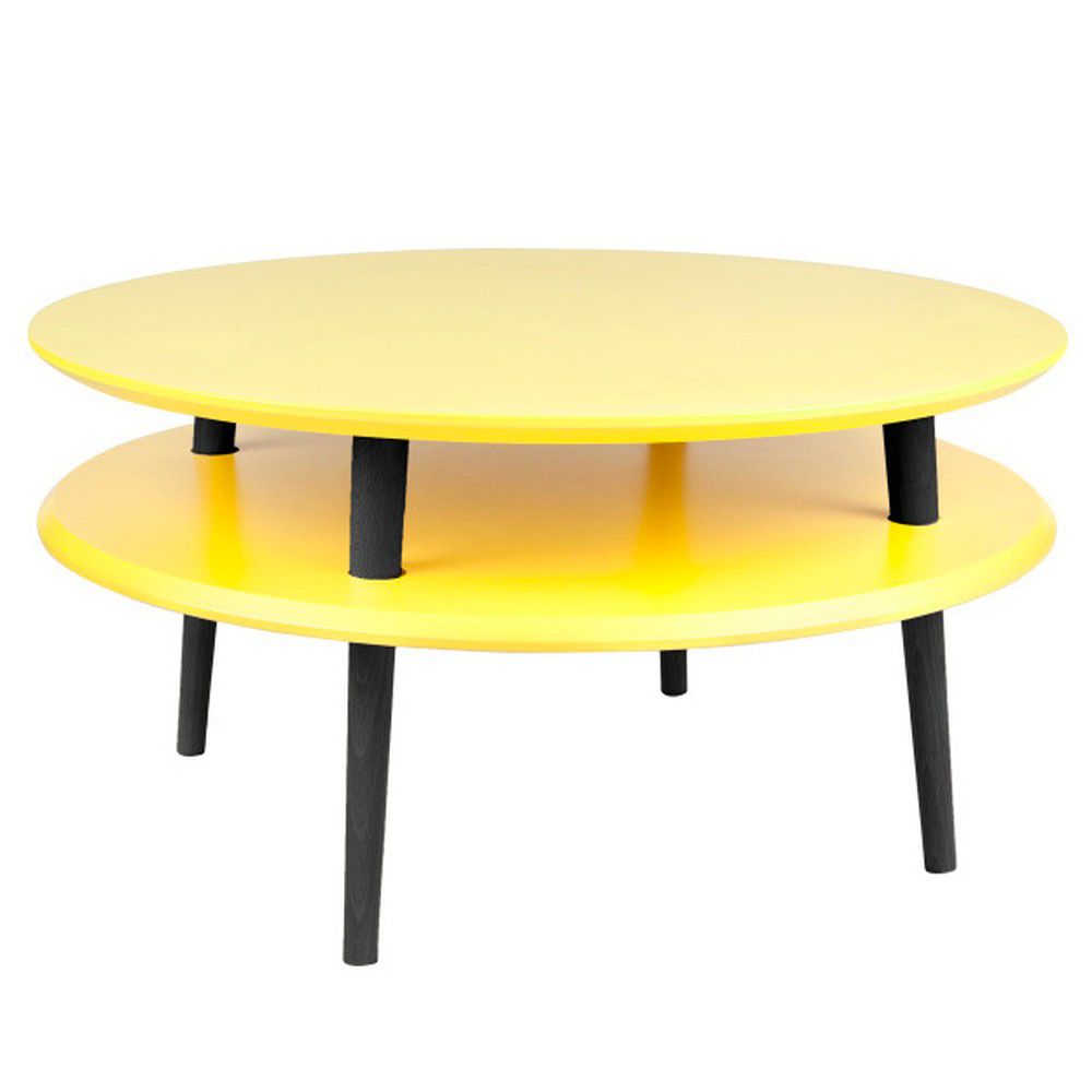 Žlutý konferenční stolek s černými nohami Ragaba UFO, Ø 70 cm - Bonami.cz
