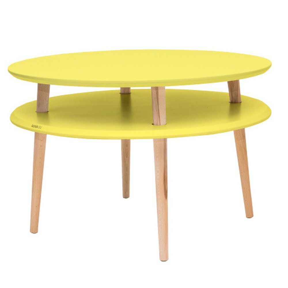 Žlutý konferenční stolek s přírodními nohami Ragaba UFO, Ø 70 cm - Bonami.cz