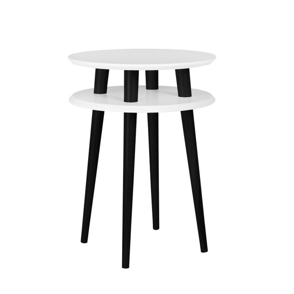 Bílý příruční stolek s černými nohami Ragaba UFO, Ø 45 cm - Bonami.cz