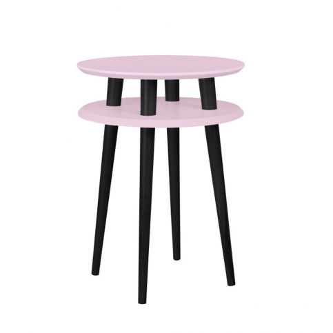 Světle růžový příruční stolek s černými nohami Ragaba UFO, Ø 45 cm - Bonami.cz