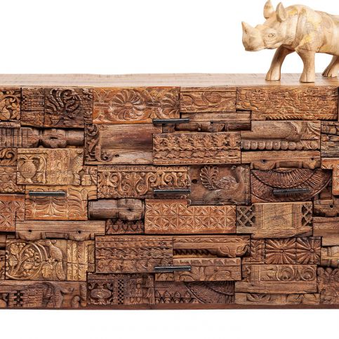 Hnědá dřevěná skříň se šuplíky Kare Design Shanti Surprise Puzzle, 160 x 90 cm - Bonami.cz