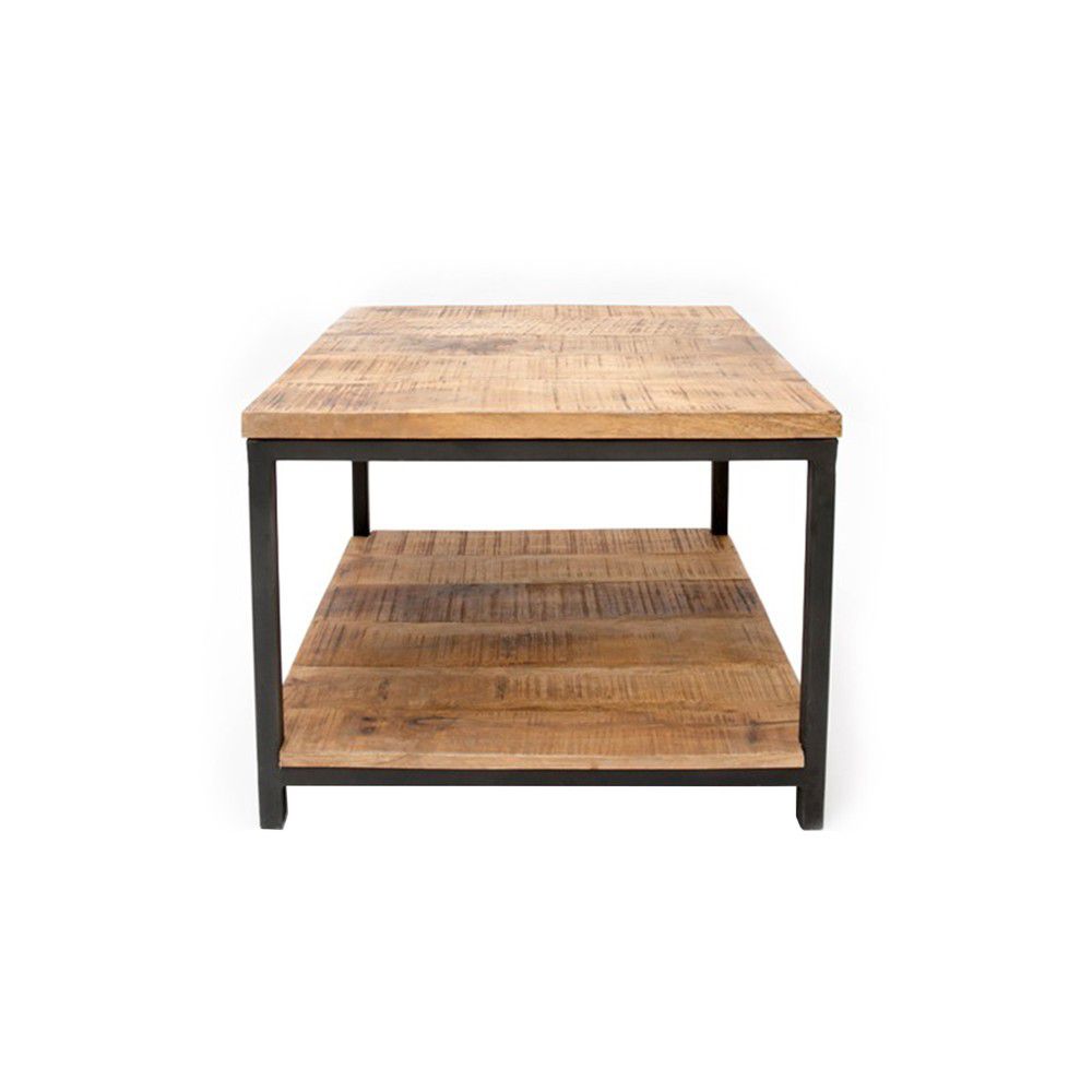 Černý konferenční stolek s deskou z mangového dřeva LABEL51 Vintage, 60 x 60 cm - Bonami.cz