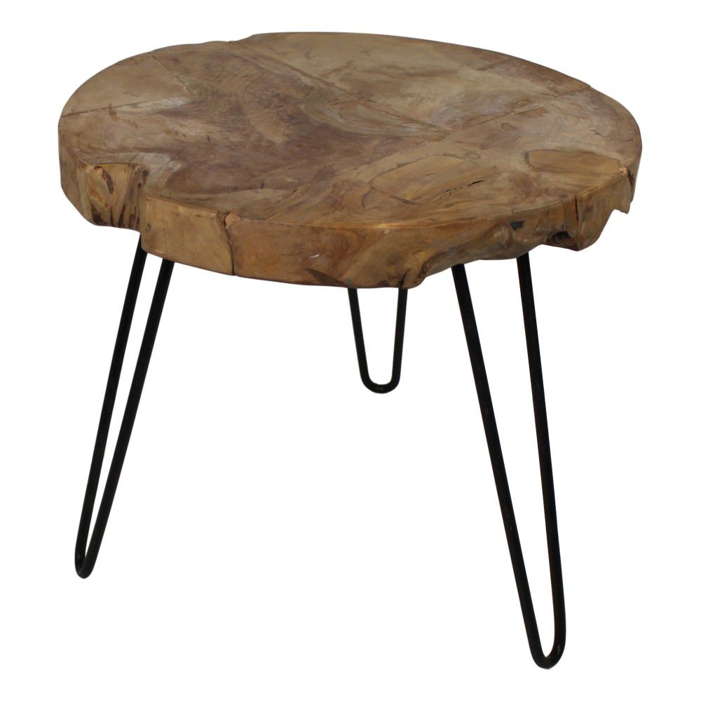 Odkládací stolek s deskou z neopracovaného teakového dřeva HSM collection Helen, ⌀ 55 cm - Bonami.cz