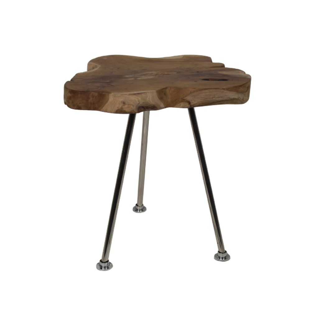Odkládací stolek s deskou z teakového dřeva HSM collection Tribe, ⌀ 40 cm - Bonami.cz