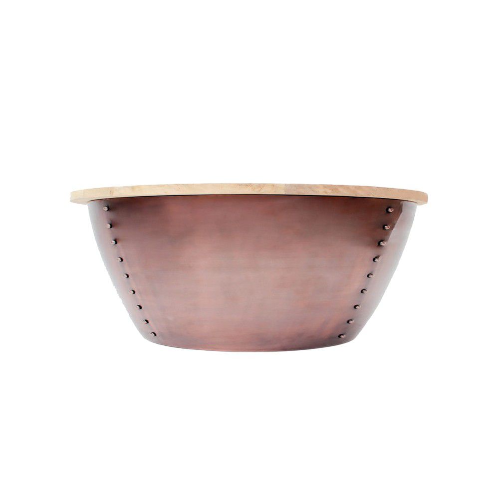 Příruční stolek v měděné barvě s deskou z mangového dřeva LABEL51 Indi, Ø 38 cm - Bonami.cz