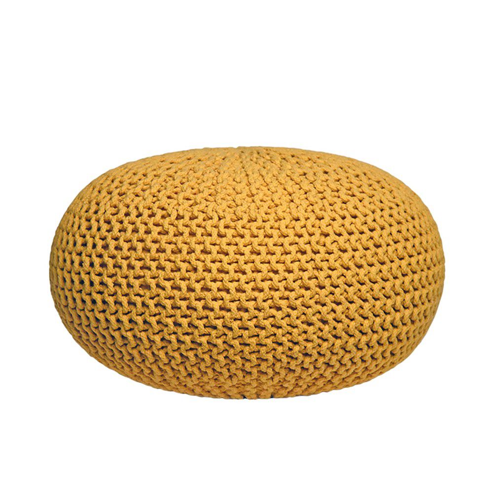 Žlutý pletený puf LABEL51 Knitted XL, ⌀ 70 cm - Bonami.cz