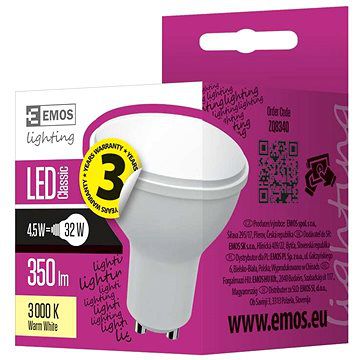 Emos LED žárovka Classic MR16 4,5W GU10 Teplá bílá - Kitos.cz