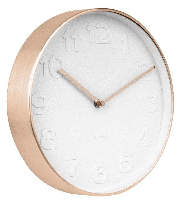 Karlsson Bílé nástěnné hodiny - Karlsson Mr. White Copper, OE 27,5 cm - GLIX DECO s.r.o.