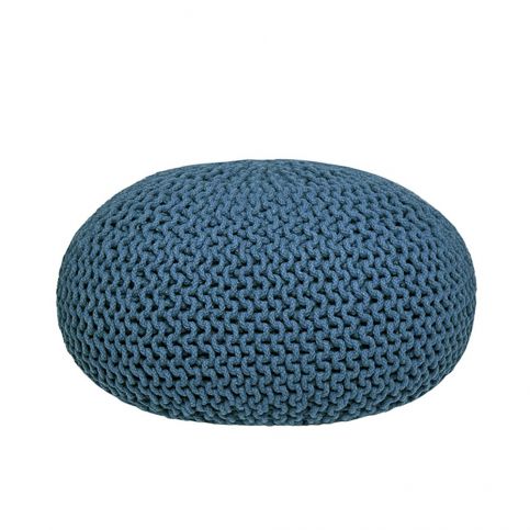 Modrý pletený puf LABEL51 Knitted XL, ⌀ 70 cm - Bonami.cz