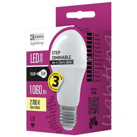 EMOS LED žárovka Premium A60 11,5W E27 teplá bílá, stmívatelná - alza.cz