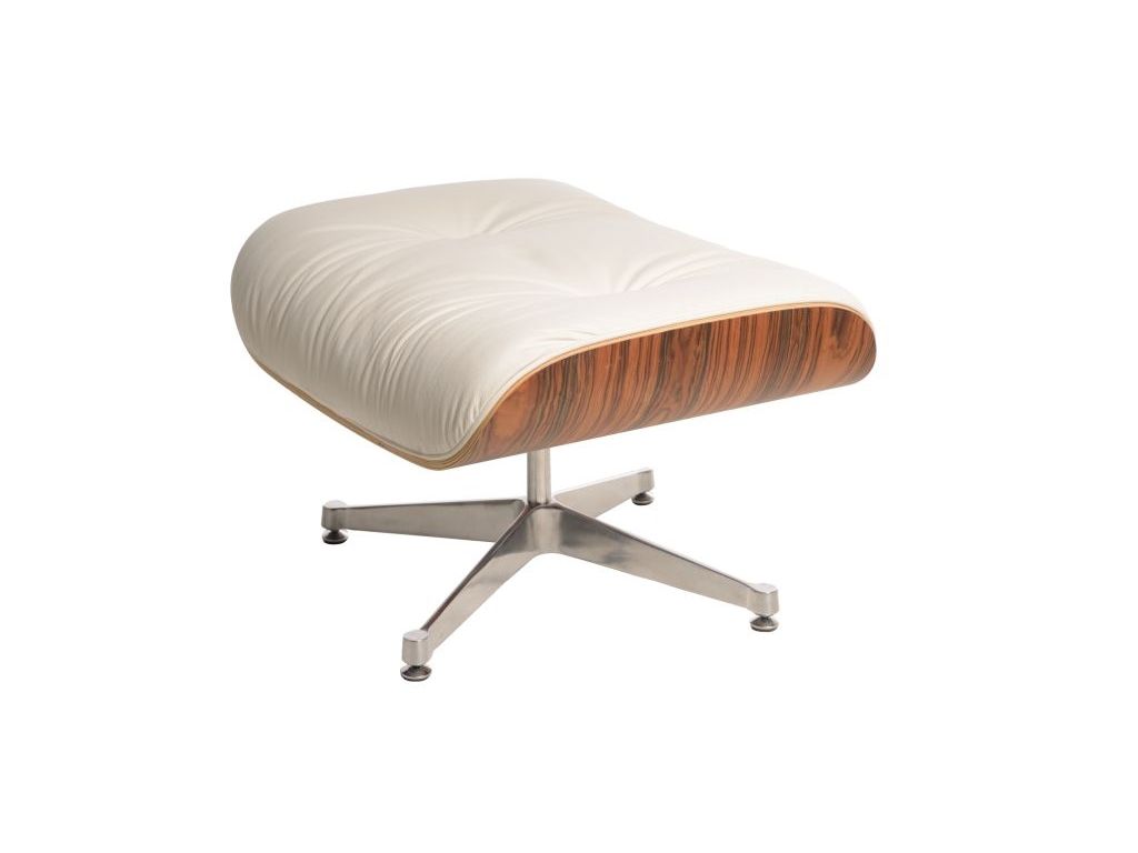 Podnožka Vip inspirovaná Lounge Chair bílá / stříbrná / palisandr  - 96design.cz