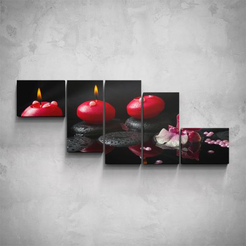 5-dílný obraz - Červené svíčky - PopyDesign - Popydesign