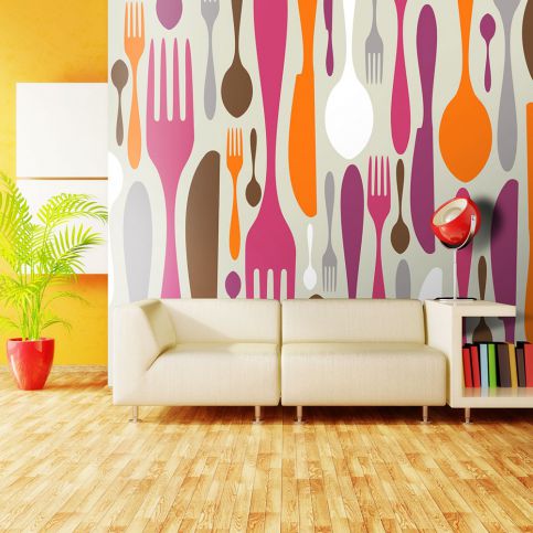 Fototapeta - Cutlery - pink and violet - 300x231 - 4wall.cz