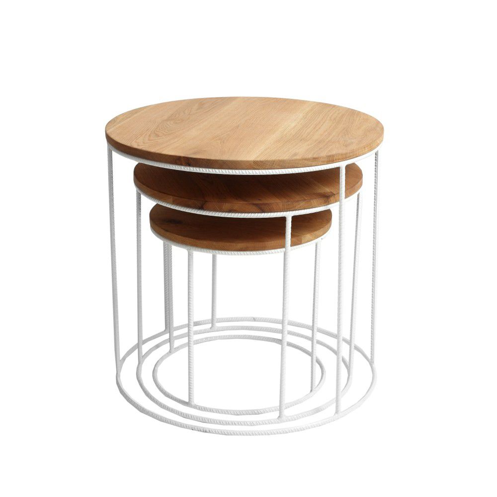 Nordic Design Set 3 bílých dřevěných konferenčních stolků Tris 40/50/60 cm - Bonami.cz