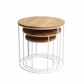 Nordic Design Set 3 bílých dřevěných konferenčních stolků Tris 40/50/60 cm
