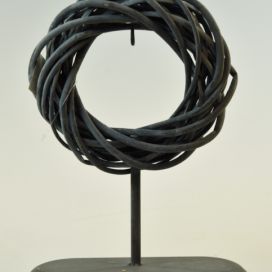 Vingo Proutěný věnec na podstavci šedý - 20 cm, v. 29 cm Vingo