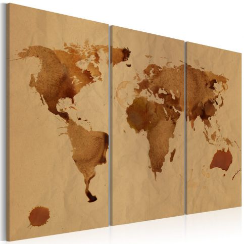 Obraz - The World painted with coffee - triptych - 60x40 - 4wall.cz